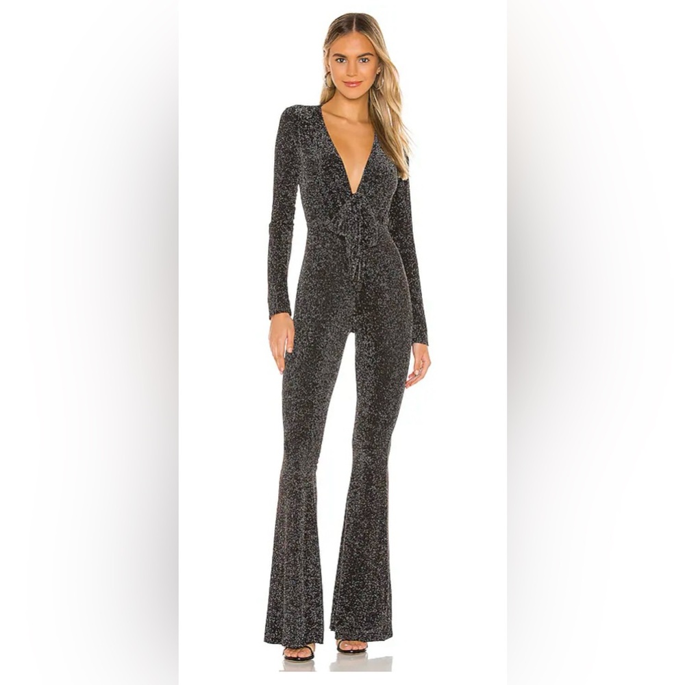 Show Me Your Mumu Martina Black Glitter Jumpsuit